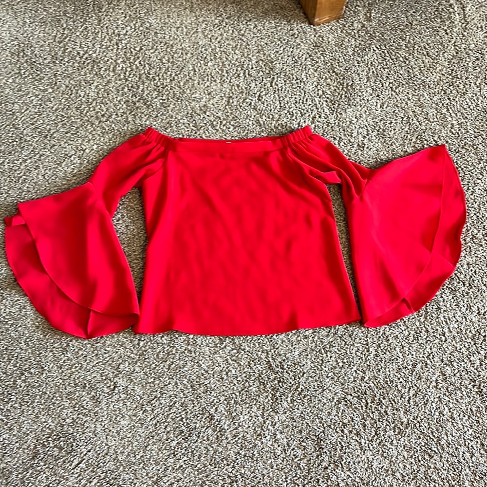 Bright red blouse
